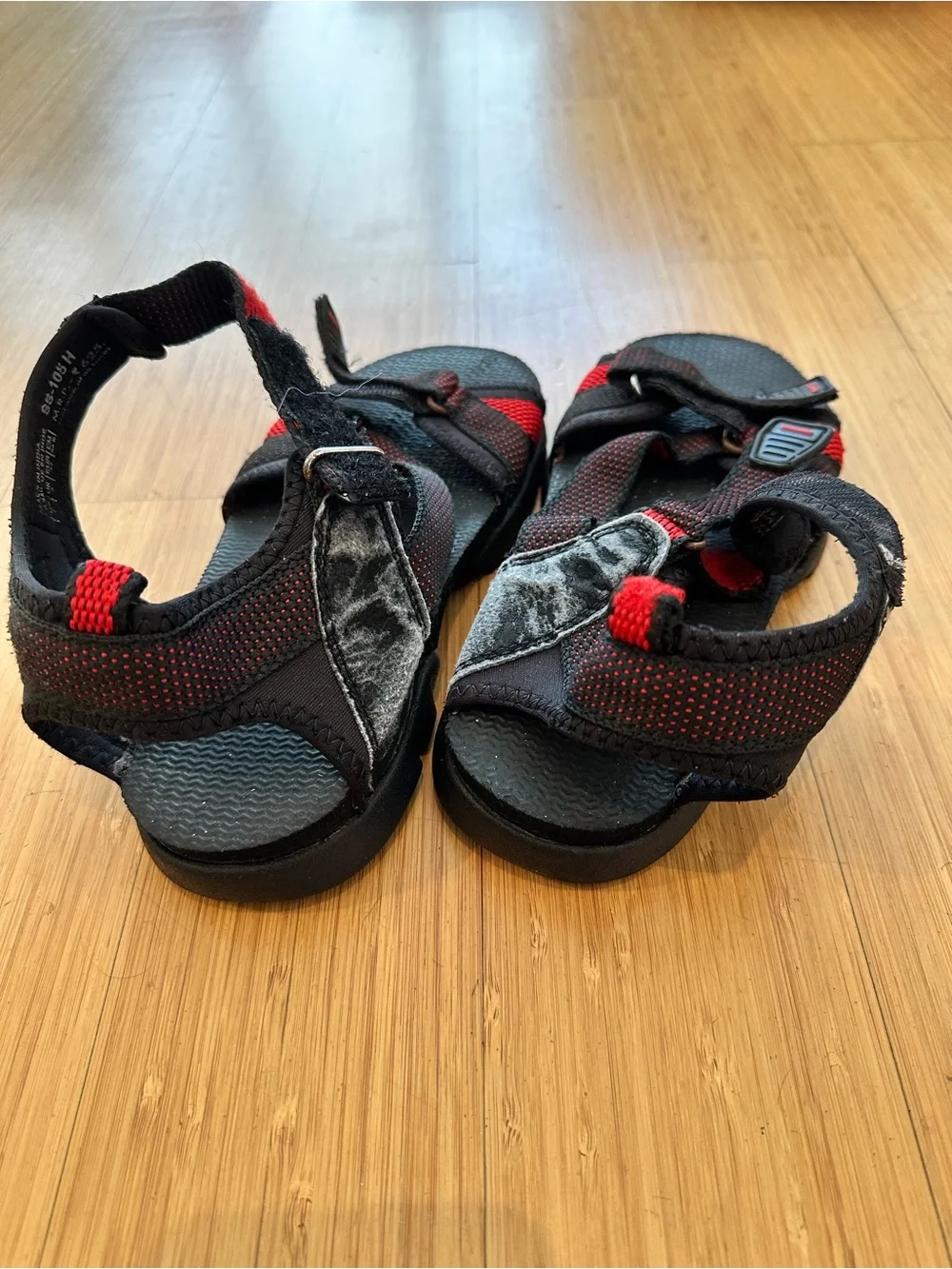 Black & Red Sport Strappy Sandals
